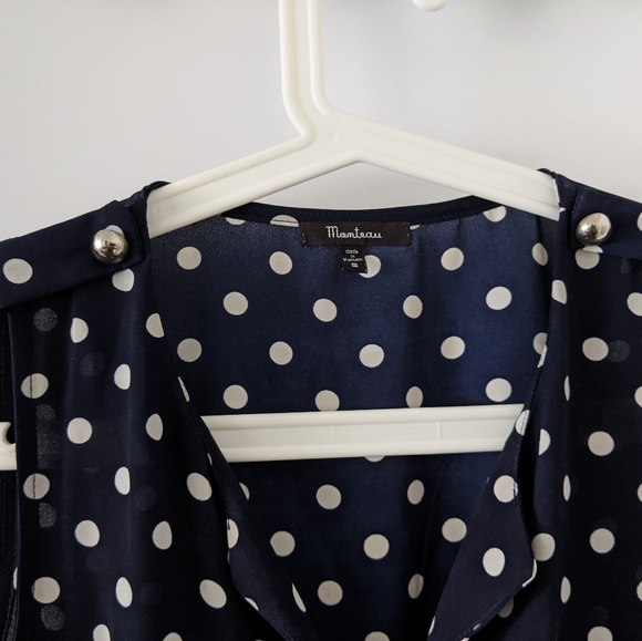 Monteau Blue polka dot cinched tunic - Picture 3 of 3